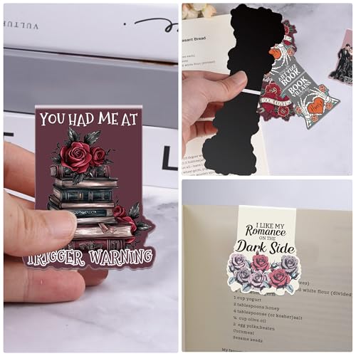 MENIFEND Dark Romance Magnetic Bookmarks: 8 Pcs Gothic Skeleton Magnet Book Marks, Dark Romance Merch, Romantasy Page Markers Clips, Bookish Gifts Reading Women Book Lovers - Image 5