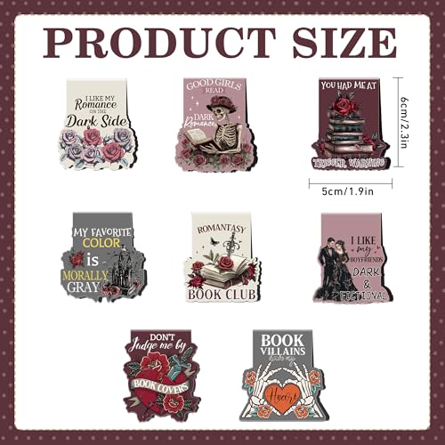 MENIFEND Dark Romance Magnetic Bookmarks: 8 Pcs Gothic Skeleton Magnet Book Marks, Dark Romance Merch, Romantasy Page Markers Clips, Bookish Gifts Reading Women Book Lovers - Image 2