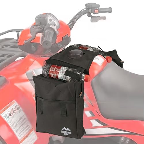 Offroading Gear 4x4 Waterproof Rear and Front Tank-Top Saddle Bag| With Two Compartments| Great for ATV| UTV| Snow Mobile| Quad Bike| Motorcycle| Etc. | Black - Image 1