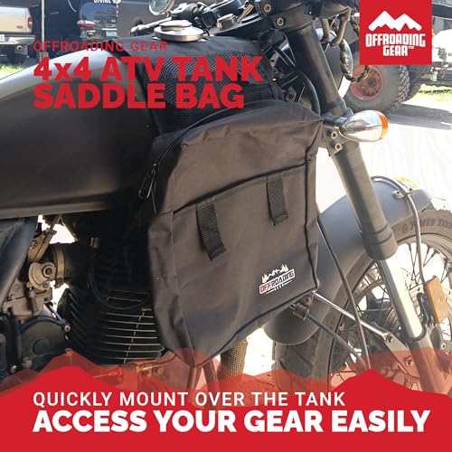 Offroading Gear 4x4 Waterproof Rear and Front Tank-Top Saddle Bag| With Two Compartments| Great for ATV| UTV| Snow Mobile| Quad Bike| Motorcycle| Etc. | Black - Image 4