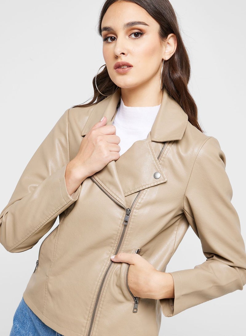Pu Pocket Detail Jacket