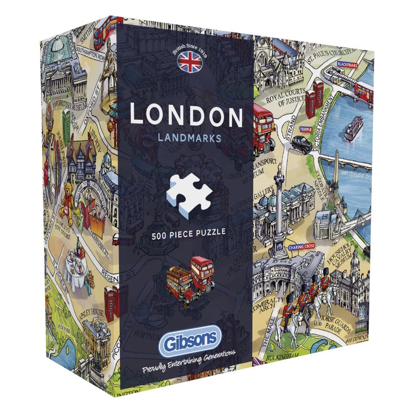 Gibsons Gibsons London Landmarks 500 Piece Jigsaw Puzzle for Adults | Sustainable Puzzle for Adults | Premium 100% Recycled Board | Great Gift for Adults | Games - Image 1