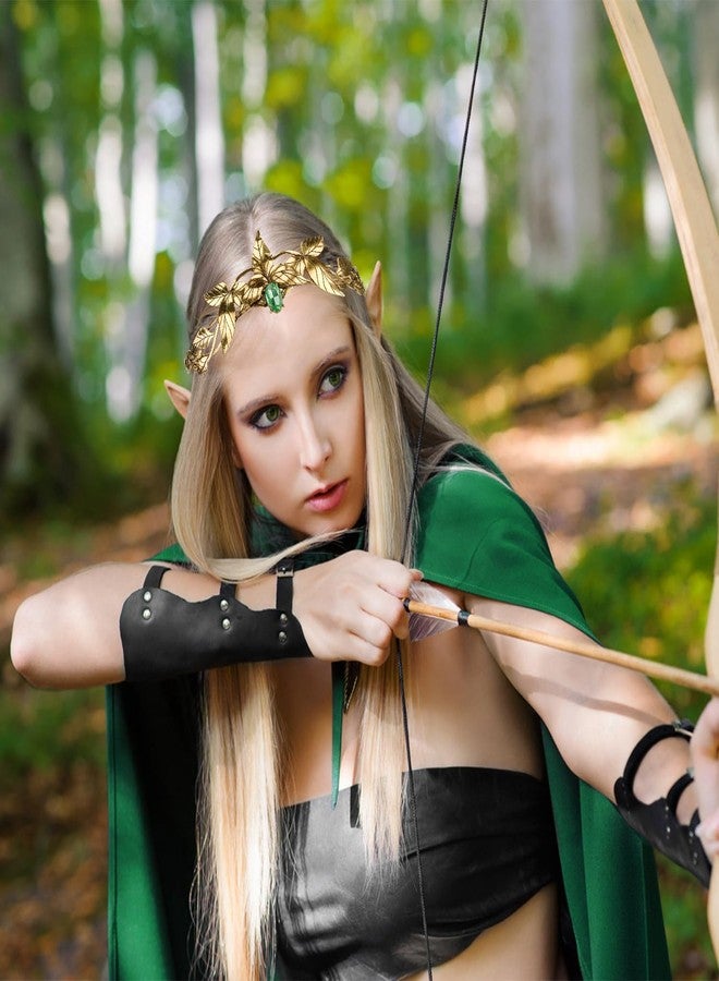 Didder Halloween Fairy Elf Headband Elf Costume Headpiece Hair Accessories for Adult Women and Men Elf King Queen Crown Gold + Green - Image 5