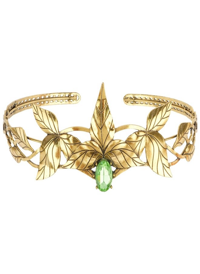 Didder Halloween Fairy Elf Headband Elf Costume Headpiece Hair Accessories for Adult Women and Men Elf King Queen Crown Gold + Green - Image 1