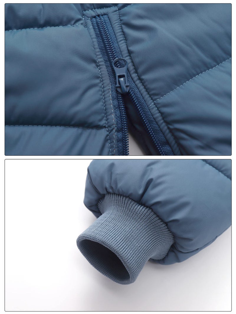 Happy Cherry Baby Winter Down Overall Thicken Windproof Pants Fleece Comfortable Warm Trousers Padded Puffer Overall for Unisex Boys Girls Blue 6-12 Months - Image 5