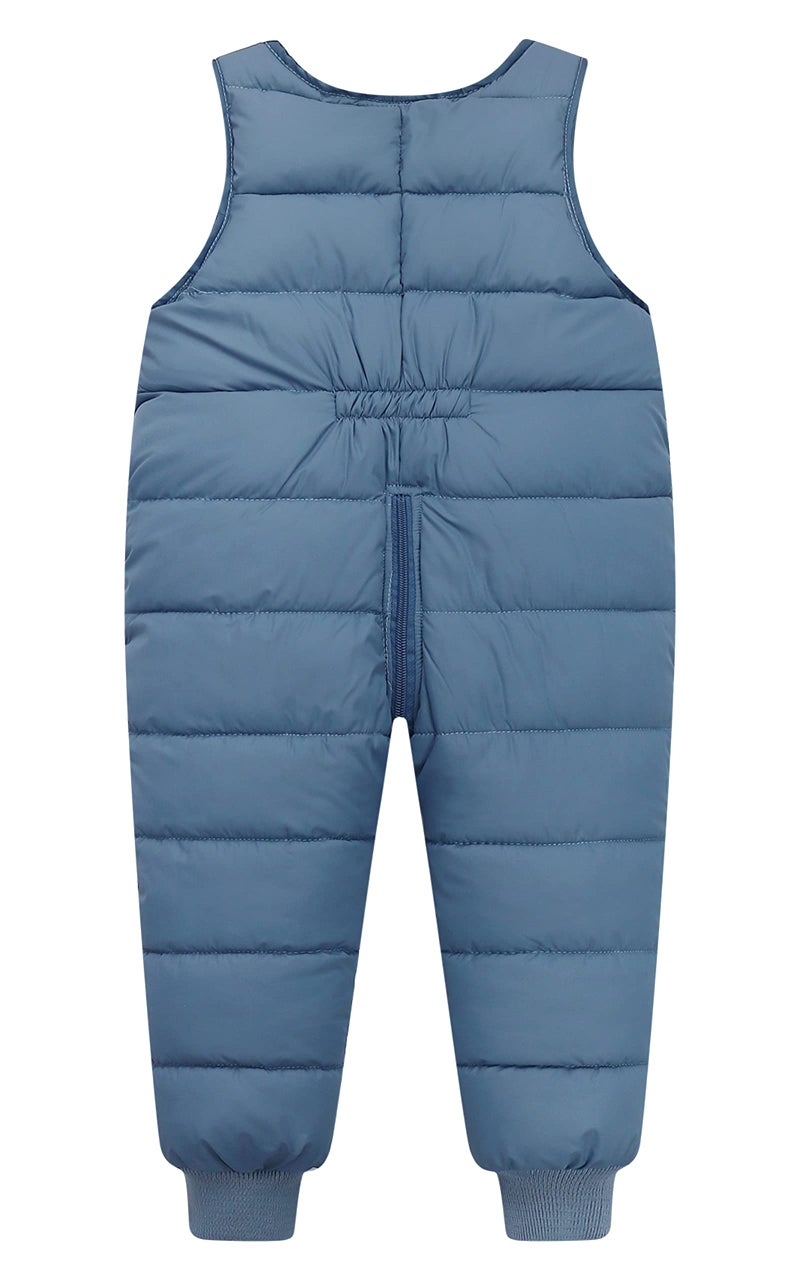 Happy Cherry Baby Winter Down Overall Thicken Windproof Pants Fleece Comfortable Warm Trousers Padded Puffer Overall for Unisex Boys Girls Blue 6-12 Months - Image 4