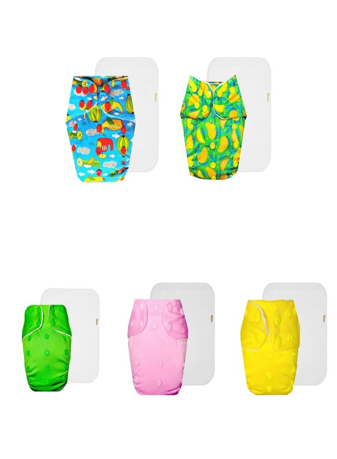 حفاضات دمبلدو القماشية الممتازة مع حشوة قطنية (عبوة من 5) | ناعمة ولطيفة | قابلة لإعادة الاستخدام والغسل | أزرار كبس قابلة للتعديل | موثوق بها من قبل الأمهات | من 3 أشهر إلى 3 سنوات | للجنسين - Image 1