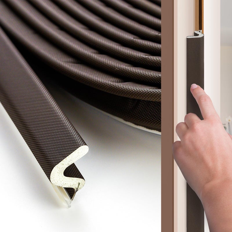 Weather Stripping Door Seal Strip 26FT Door Soundproofing VShape Insulation Strip for Large GapBrown