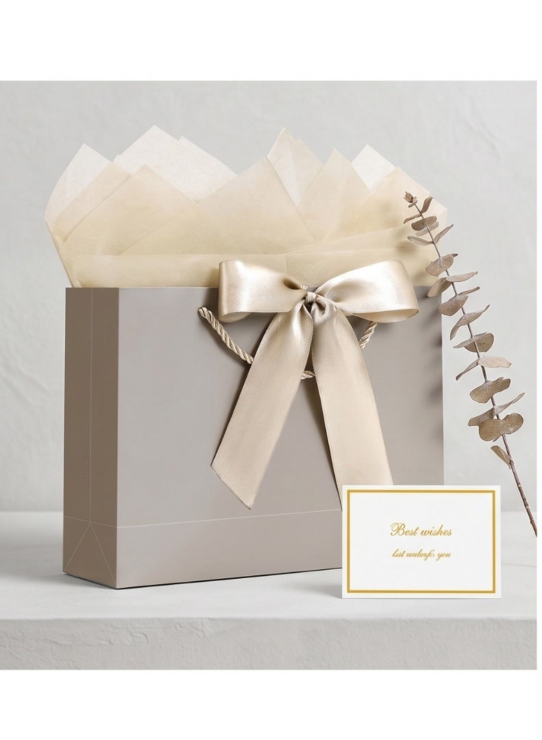 CUNUUDOOL Gift Bags with Handles, 28cm Small Gift Bag for Presents, 2Pcs Bags with 4 Tissue Paper and 2 Cards for Baby Shower Wedding Bridal Shower Mother's Day Birthday Party (Golden2Pcs) - Image 5
