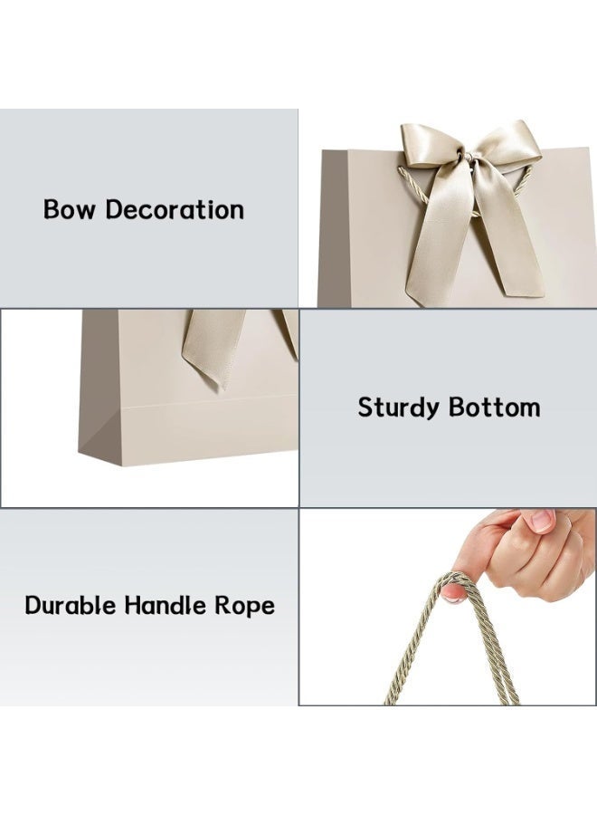 CUNUUDOOL Gift Bags with Handles, 28cm Small Gift Bag for Presents, 2Pcs Bags with 4 Tissue Paper and 2 Cards for Baby Shower Wedding Bridal Shower Mother's Day Birthday Party (Golden2Pcs) - Image 2