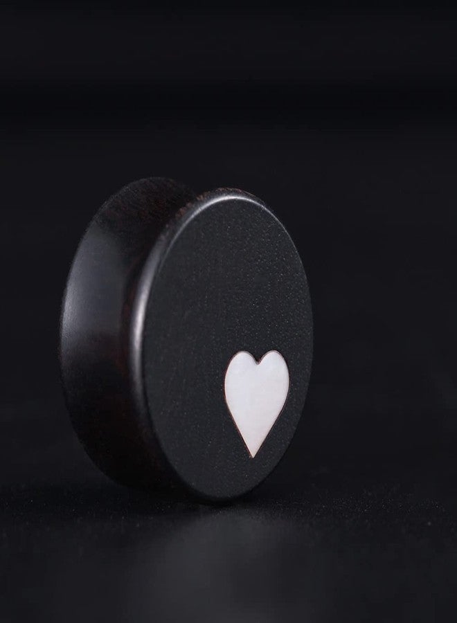 COOEAR 1 Pair Gauges For Ears Wood Saddle Plugs and Tunnels Heart Logo Earrings Expander Stretchers., 0g(8mm), Wood, sandstone - Image 2