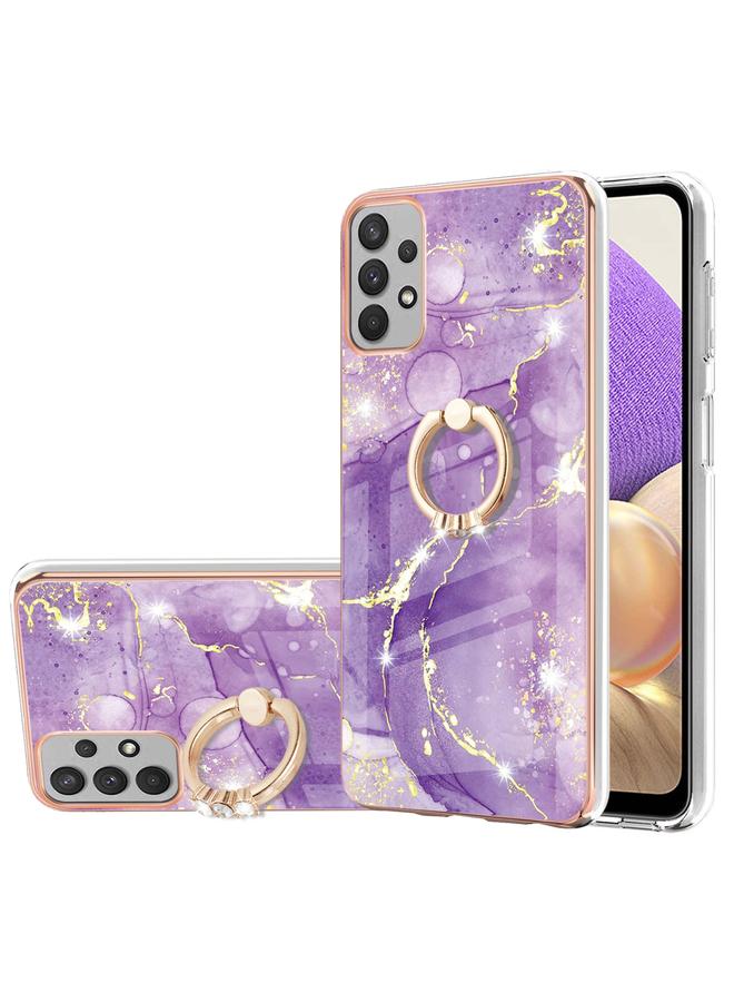 erorex Case For Samsung Galaxy A32 5G Electroplating Marble Pattern IMD TPU Shockproof Case with Ring Holder - Image 1