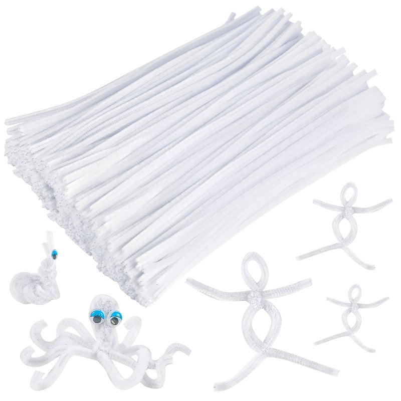 Caydo 400 Pieces White Pipe Cleaners Chenille Stems for DIY Art Craft Party Christmas Decorations 6mm x 12inch