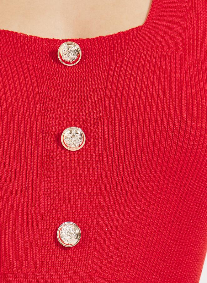 Styli Rib Knit Scoop Neck Sweater Midi Dress  - Image 3