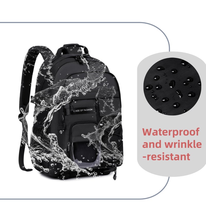 BLUWEI Laptop Backpack For Teen Boys Girls Durable Bookbag Middle High School Bag Women Men Waterproof Travel Daypack (BLack) - Image 5
