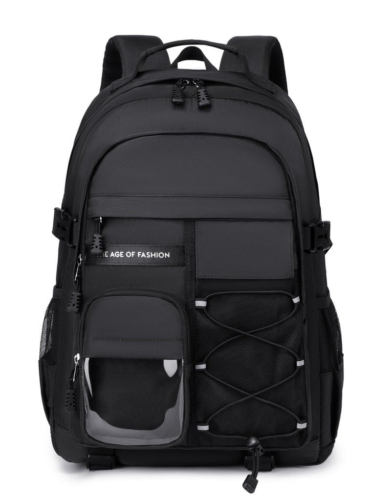 BLUWEI Laptop Backpack For Teen Boys Girls Durable Bookbag Middle High School Bag Women Men Waterproof Travel Daypack (BLack) - Image 1