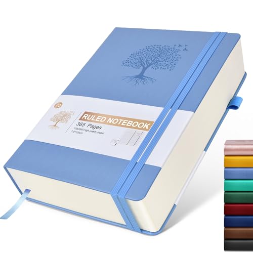 Ansopu Lined Journal Notebook, 365 Pages B5 Large Hardcover Leather Journal for Women Men, College Ruled, 100Gsm Thick Paper (7.6'' X 10'' Blue) - Image 1