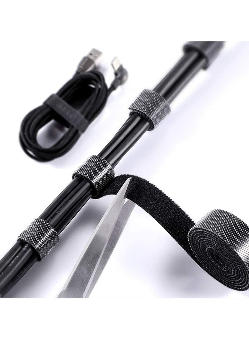 TYCOM Cable Tidy Management, Fastening Tape Sticky Strips Hook Loop Reusable and Flexible Wire Ties Cable Organizer for Computer, TV, Power and Other Cables - Black 5Meter - Image 3