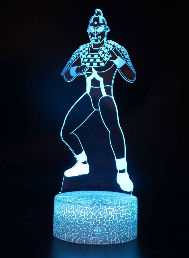 althiqahkey 3D Illusion Ultraman Night Light 16 Color Change Decor Lamp Desk Table Night Light Lamp for Kids Children 27 Color Changing with Remote  - Image 1