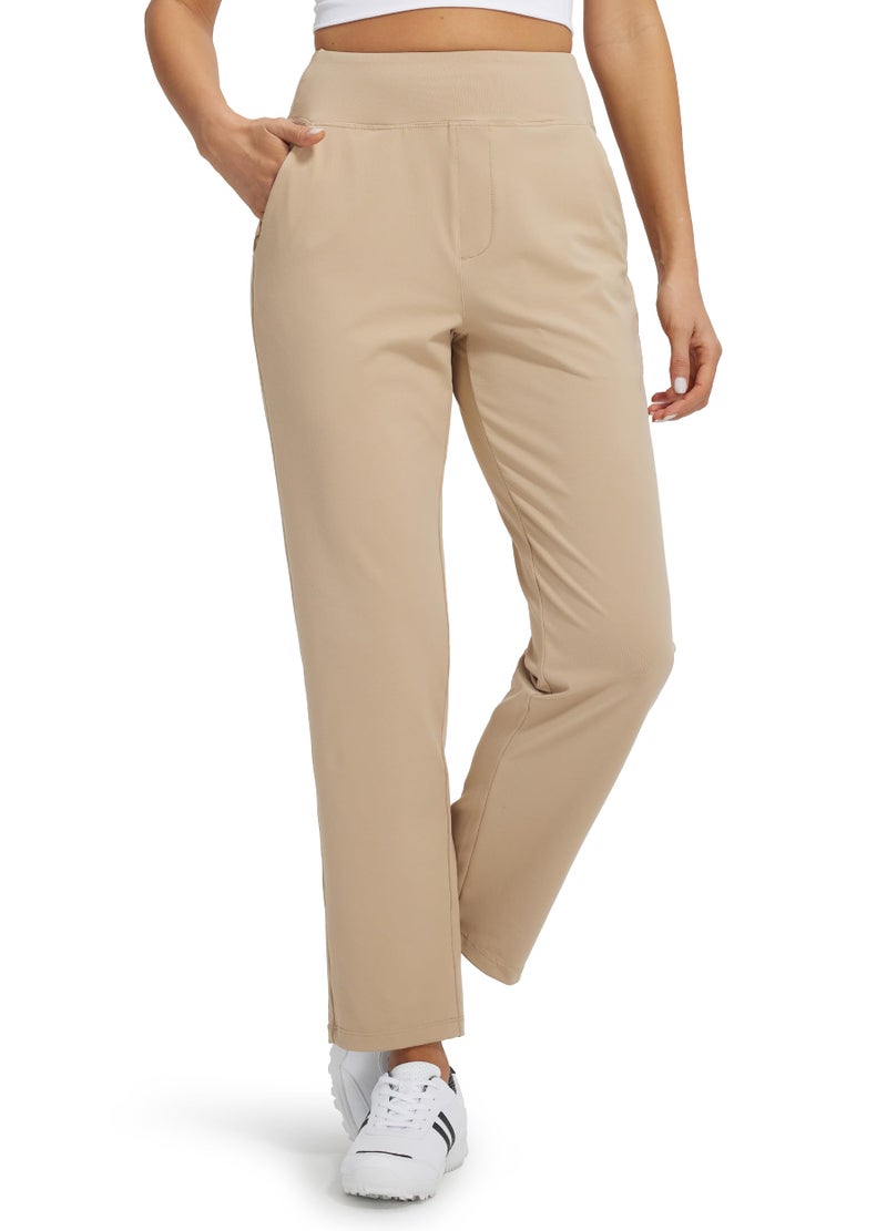 Libin Womens Casual Travel Pants Stretchy Golf Ankle Pants 7/8 Dress Pant Slacks Athletic Workout Sweatpants with 4 Pockets Khaki L - Image 1