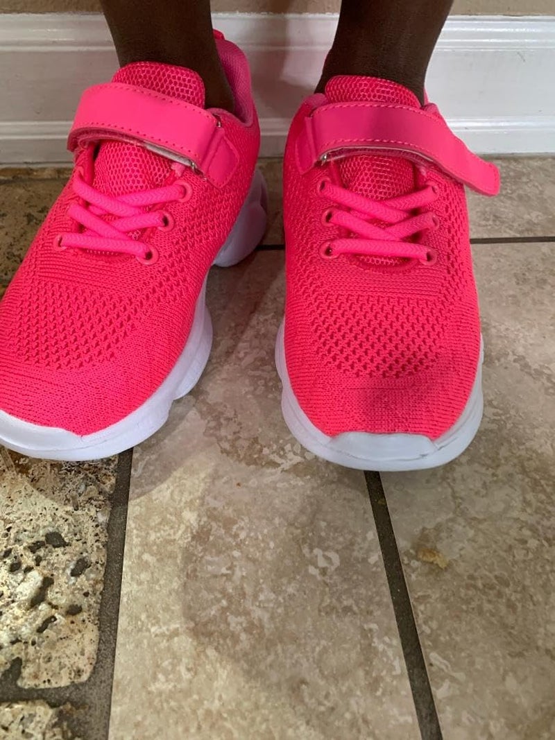 MURDESOT Kids Shoes Toddler Boys Girls Athletic Running Sports Strap Sneakers for Toddler/Little Kid/Big Kid Size 8 Pink - Image 3