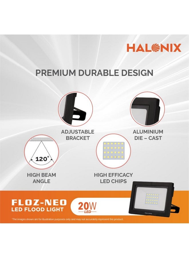 Halonix Halonix Aluminium 20W Led Outdoor Flood Light Waterproof- Ip66 Led Lights With 120° Wide Beam|Halogen Light,Focus Light For Garage,Parking,Shop -(Cool White)-Pack Of 1|Short Circuit&Surge Protection - Image 2