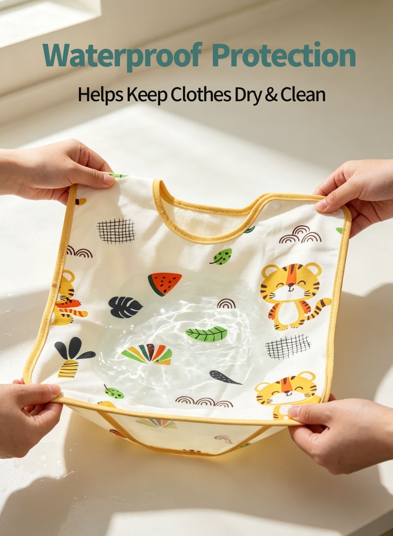 Soft Touch 2PCS Reversible Waterproof Baby Bibs, Double-Sided Toddler Feeding Bibs, Large Coverage Washable Toddler Bibs for Eating, Drinking and Travel, Boys & Girls - Image 3