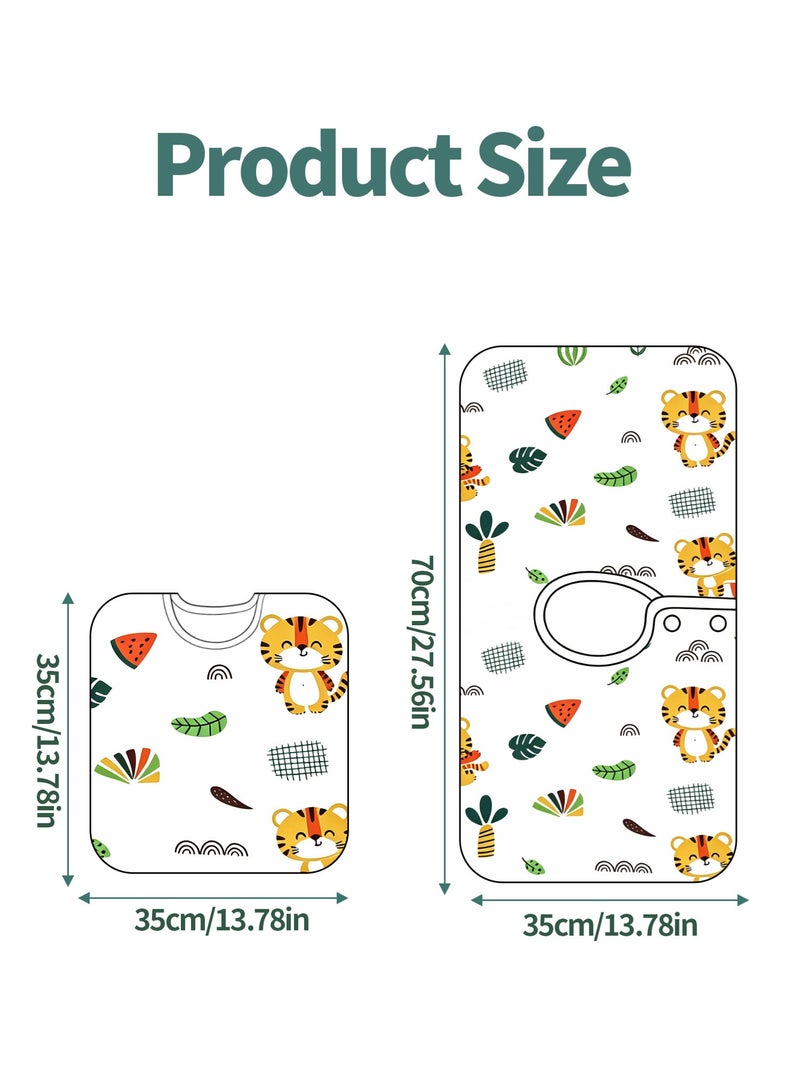 Soft Touch 2PCS Reversible Waterproof Baby Bibs, Double-Sided Toddler Feeding Bibs, Large Coverage Washable Toddler Bibs for Eating, Drinking and Travel, Boys & Girls - Image 4