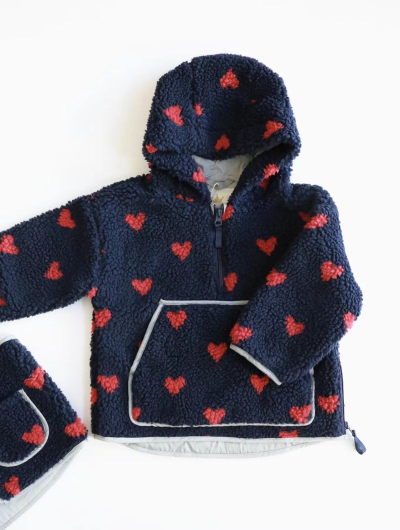 Boys' And Girls' Faux Lamb Fur Vest Thickened Soft Glutinous Hooded Jacket Children'S Warm Western Style Jumpsuit - Image 1