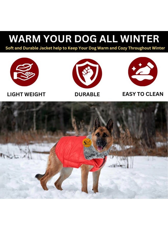 Sage Square Windproof Premium Fleece Collar Fur Dog Coat, Ultra Warm Waterproof, Thicker Fleece Jacket For Cold Weather (Small - 14 Inches, Red)  - Image 5