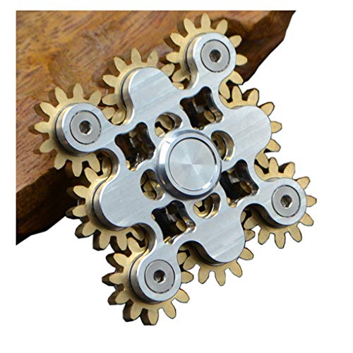 Bitopbi Pure Brass Fidget Spinner Gears Linkage Fidget Gyro Toy Metal DIY Hand Spinner Spins Long Time EDC Focus Meditation Break Bad Habits ADHD with Multiple Premium Bearings 9 Gears White - Image 1