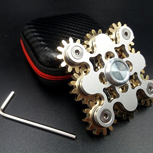 Bitopbi Pure Brass Fidget Spinner Gears Linkage Fidget Gyro Toy Metal DIY Hand Spinner Spins Long Time EDC Focus Meditation Break Bad Habits ADHD with Multiple Premium Bearings 9 Gears White - Image 5