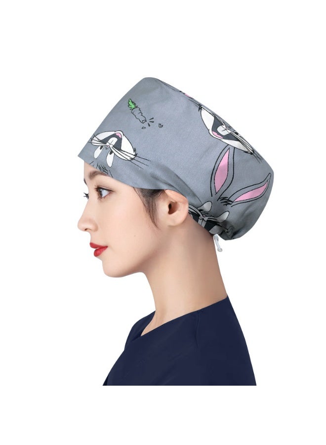 NIBEMINENT Women's Long Hair Nursing Cap Cotton Adjustable Medical Hospital Surgical Cap Unisex Anesthesiologist Nurse Working Scrub Caps