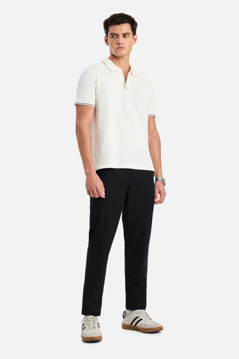 SNITCH Navy Solid Regular Fit Casual Trousers