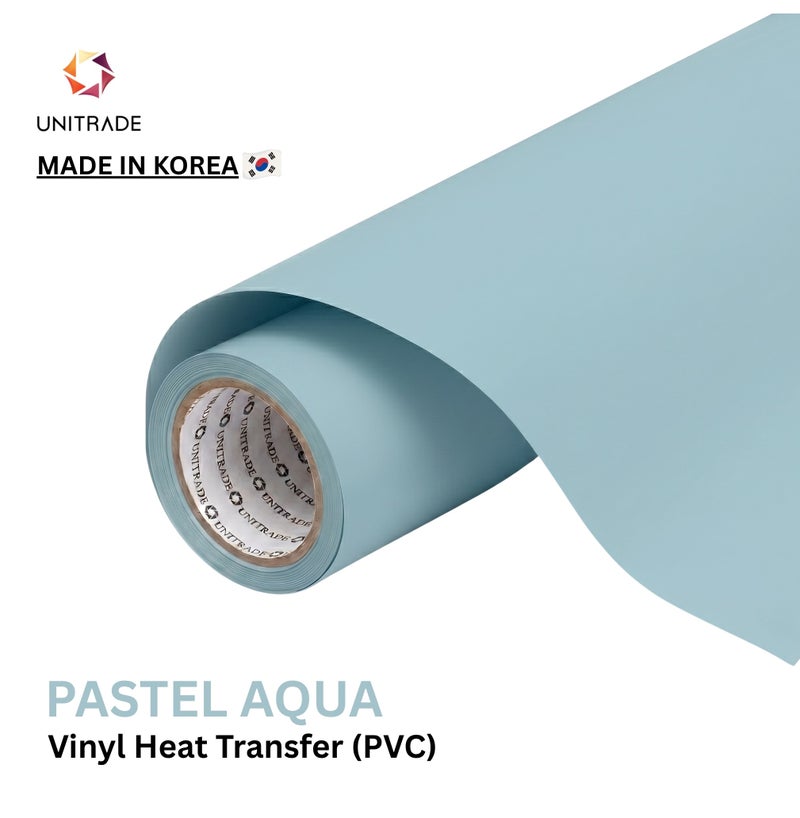 يونيترايد UNITRADE® رول فينيل نقل حراري Easy Cut (PVC) باللون الأكوا الباستيل / متوافق مع Cricut وSilhouette وآلات القص الاحترافية / معتمد CPSIA / صنع في كوريا - Image 1