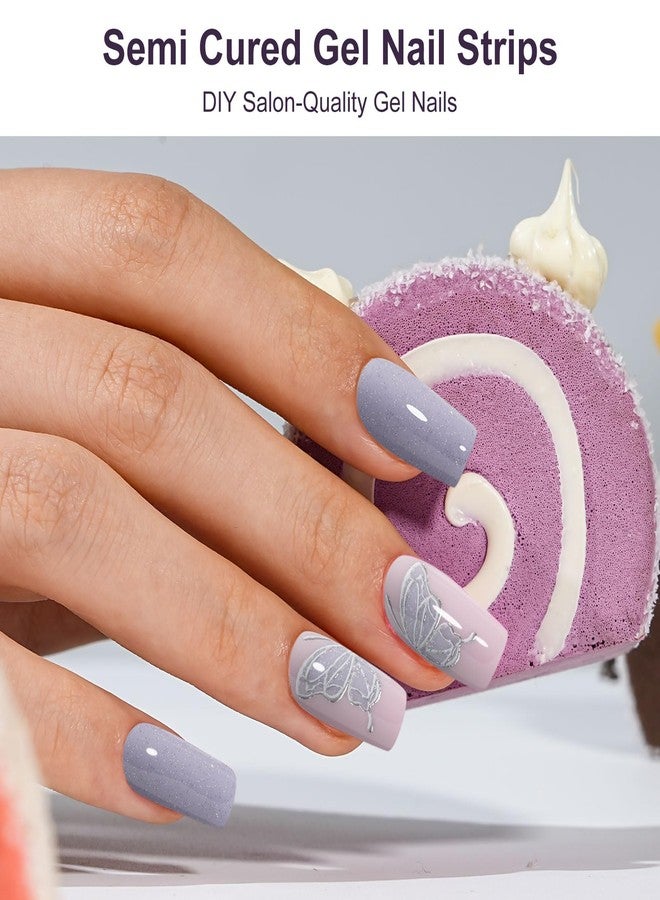 DUKASOU Semi Cured Gel Nail Strips(Butterfly),28 Gel Nail Stickers Wraps Strips Needed UV Lamp, Long Lasting,Easy to Apply - Image 3