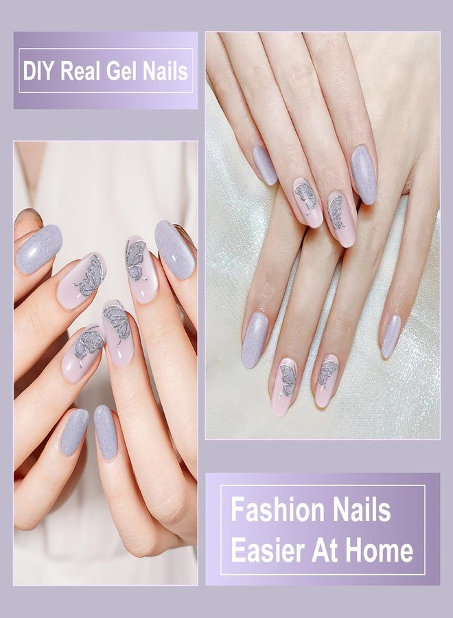 DUKASOU Semi Cured Gel Nail Strips(Butterfly),28 Gel Nail Stickers Wraps Strips Needed UV Lamp, Long Lasting,Easy to Apply - Image 4