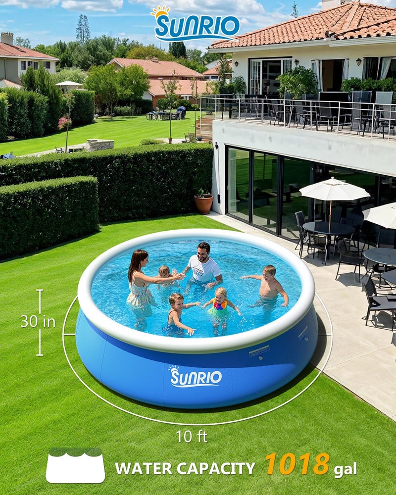 Sunrio 2025 Upgrade 10'*30" Round Inflatable Top Ring Above Ground Swimming Pool Fast Easy to Set Up for Summer Outdoor Garden Backyard Childen Adults - Image 4