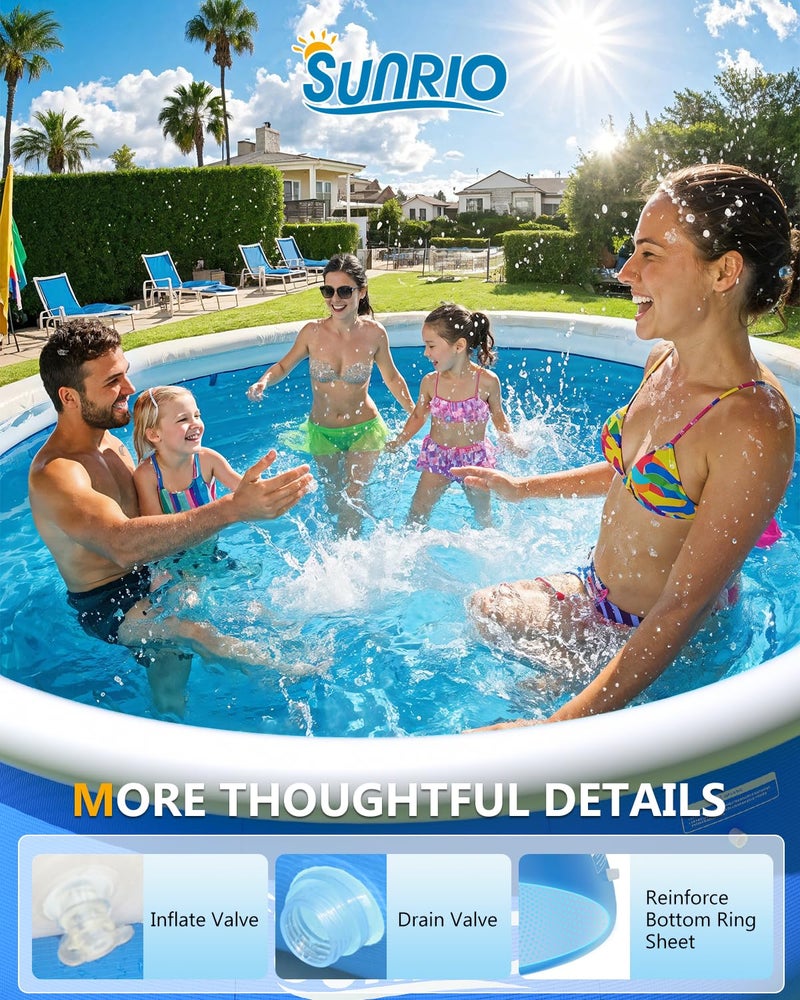 Sunrio 2025 Upgrade 10'*30" Round Inflatable Top Ring Above Ground Swimming Pool Fast Easy to Set Up for Summer Outdoor Garden Backyard Childen Adults - Image 5