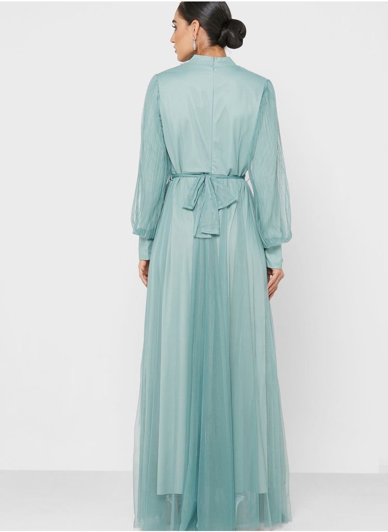 Khizana - Empire Pleat Detail Fit & Flare Dress - Image 1