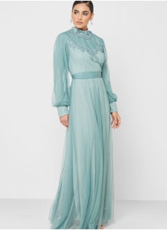 Empire Pleat Detail Fit & Flare Dress