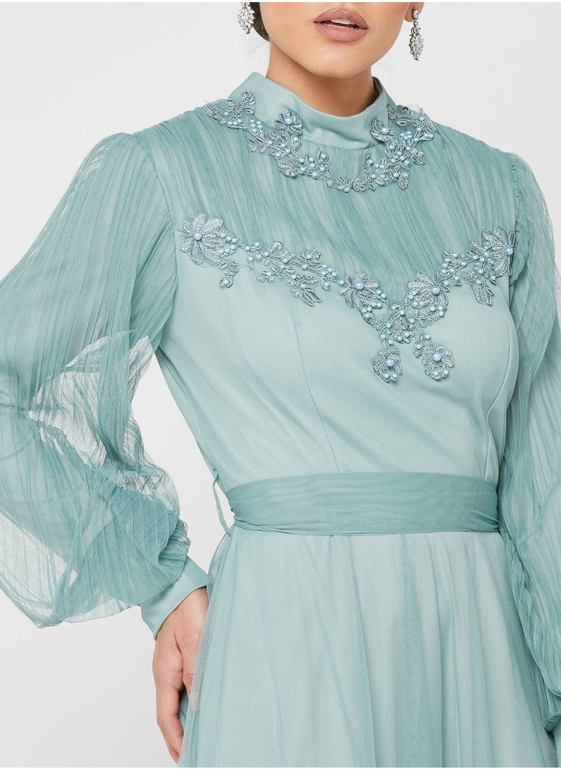 Khizana - Empire Pleat Detail Fit & Flare Dress - Image 1