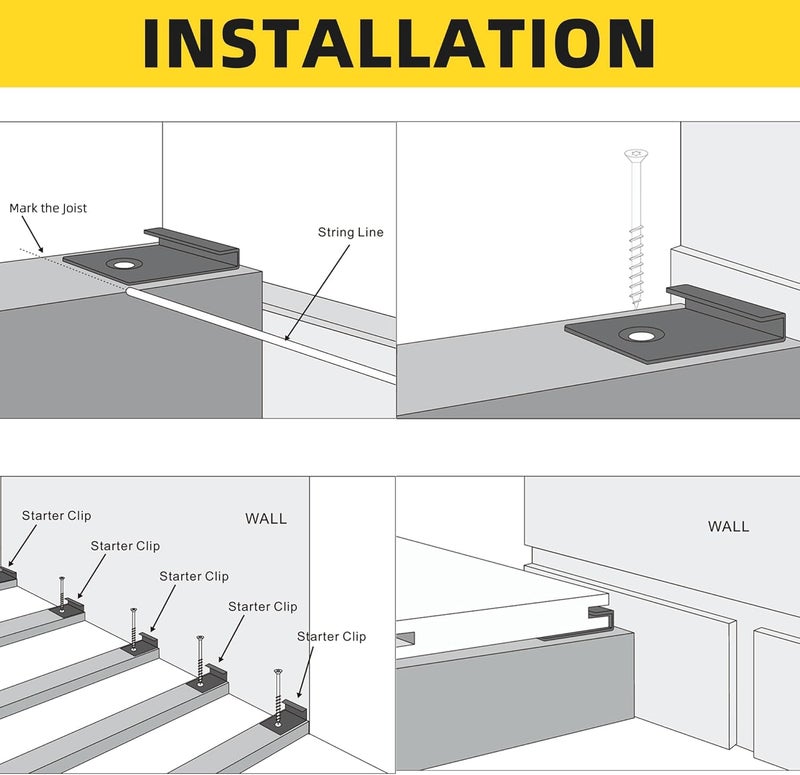 WELLOCKS Start Clips 3/4" Width Black 36 Pack with Deck Screws T25 Bit Universal Starter Clips for 400 SQ. FT. of Decking Board Hidden Fastener(CP1936B) - Image 5