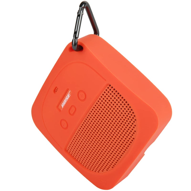 TXEsign Silicone Case Compatible with Bose SoundLink Micro Speaker, Soft Travel Carrying Case Protective Cover with Metal Hook for Bose SoundLink Micro Case (Orange) - Image 1