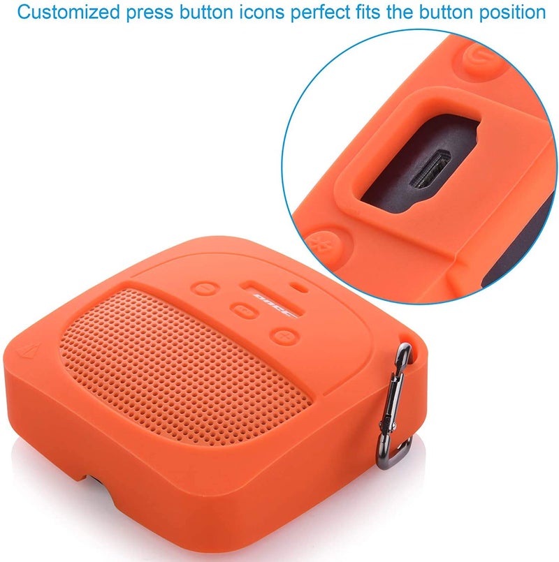 TXEsign Silicone Case Compatible with Bose SoundLink Micro Speaker, Soft Travel Carrying Case Protective Cover with Metal Hook for Bose SoundLink Micro Case (Orange) - Image 5
