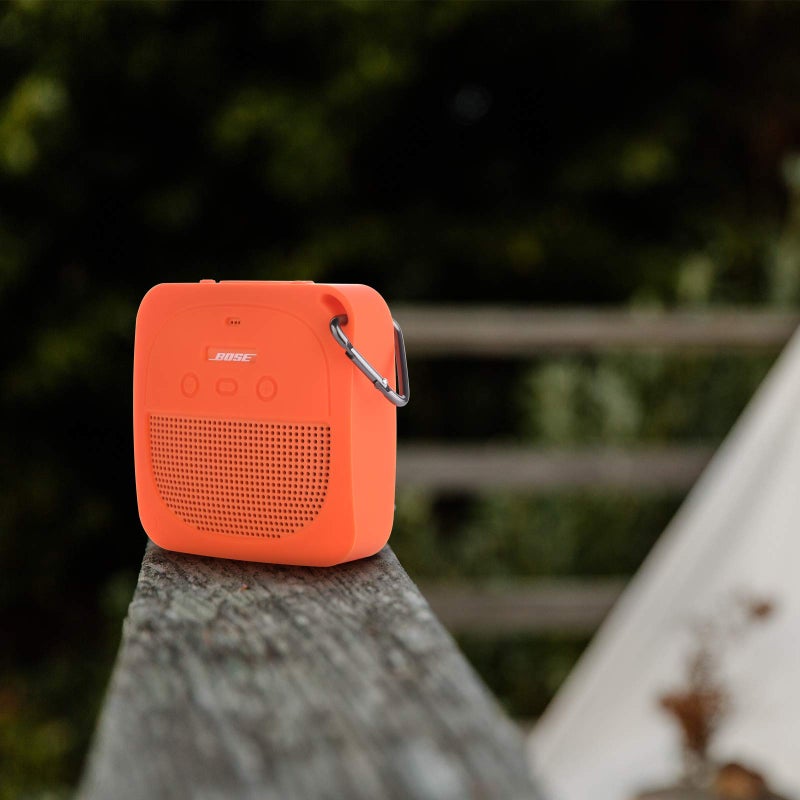 TXEsign Silicone Case Compatible with Bose SoundLink Micro Speaker, Soft Travel Carrying Case Protective Cover with Metal Hook for Bose SoundLink Micro Case (Orange) - Image 3
