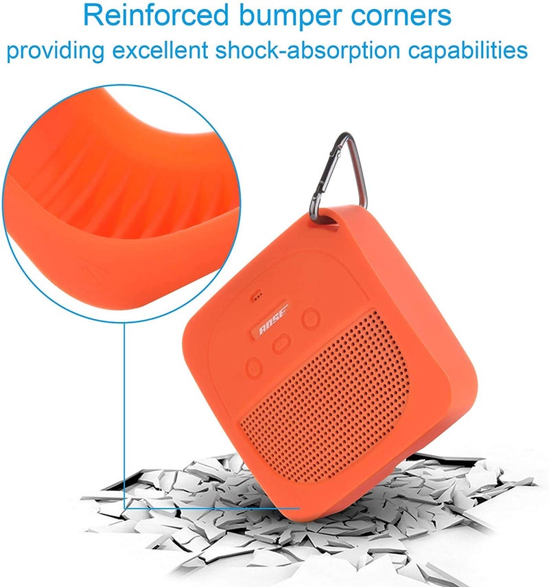 TXEsign Silicone Case Compatible with Bose SoundLink Micro Speaker, Soft Travel Carrying Case Protective Cover with Metal Hook for Bose SoundLink Micro Case (Orange) - Image 4