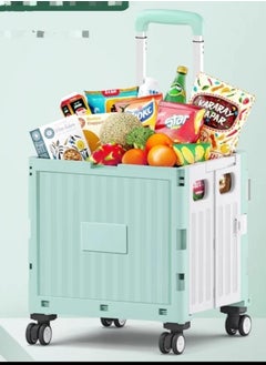 Foldable Utility Cart, 50L Large Capacity Shopping Cart with 4 Wheels, Rolling Utility Cart