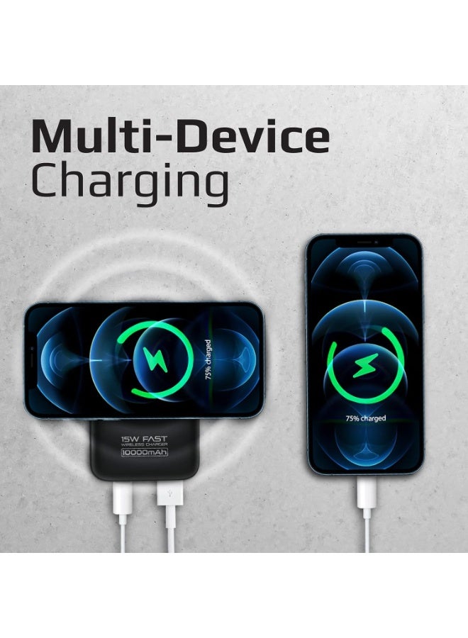 ريبنيو باور بانك للشحن اللاسلكي MagSafe بقدرة 10000 مللي أمبير في الساعة وسعة 10000 مللي أمبير في الساعة بقدرة 20 وات USB-C PD ومنفذ SuperCharge USB-A بقدرة 22 وات ومنفذ إدخال USB-C /Lightning باللون الأسود - Image 3