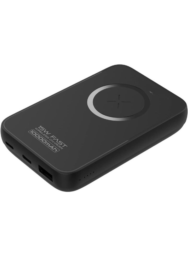 ريبنيو باور بانك للشحن اللاسلكي MagSafe بقدرة 10000 مللي أمبير في الساعة وسعة 10000 مللي أمبير في الساعة بقدرة 20 وات USB-C PD ومنفذ SuperCharge USB-A بقدرة 22 وات ومنفذ إدخال USB-C /Lightning باللون الأسود - Image 1